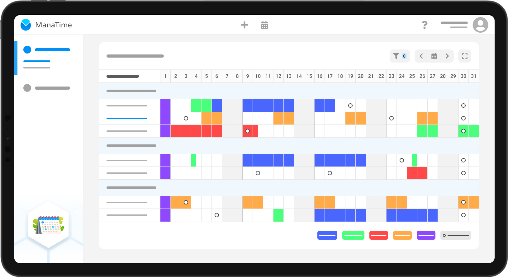 Leave and absences screen