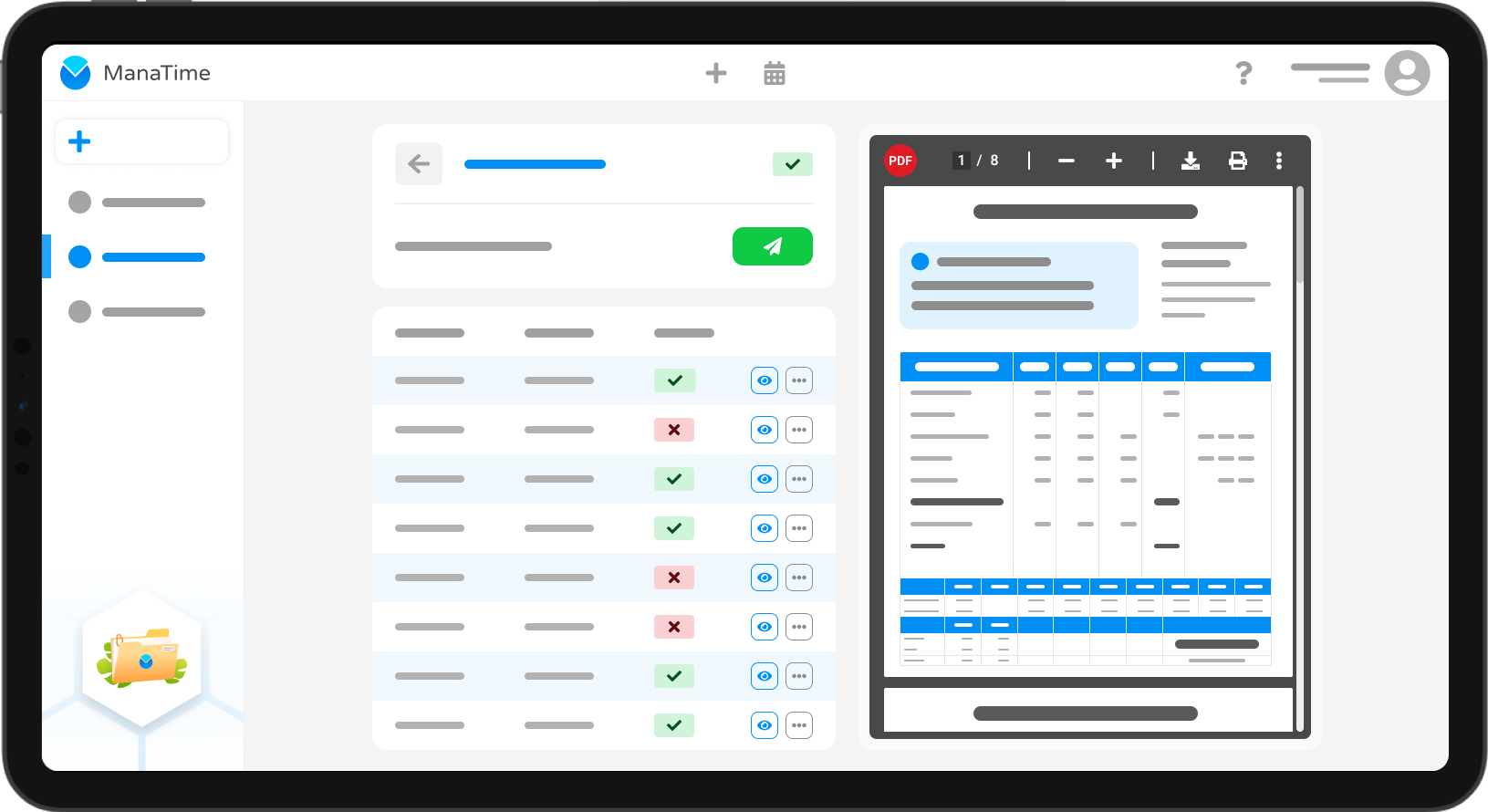 Payroll documents and distribution screen